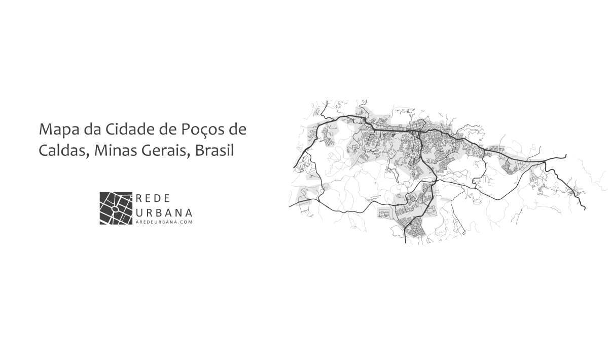 Mapa da Cidade de Poços de Caldas, Minas Gerais Brasil